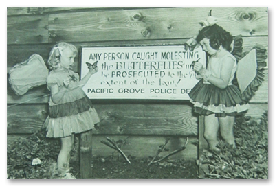 1935 Girls Standing in Front of Butterfly Ordinance Sign